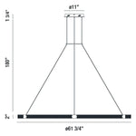 Admiral 2 Light 62" Wide LED Ring Chandelier - 1 Tier