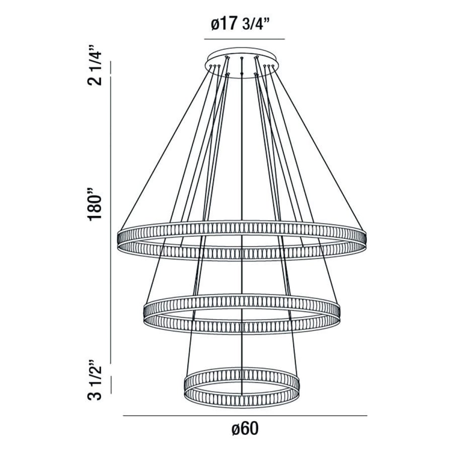 Forster 3 Light 60" Wide LED Ring Chandelier - 3 Tiers