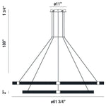 Admiral 4 Light 62" Wide LED Ring Chandelier - 2 Rings