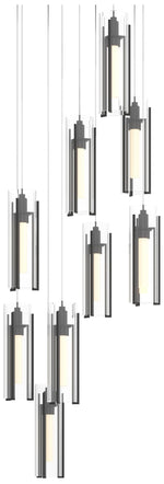 Exos 20.5"W 9-Light Round Black Long Pendant With Clear Glass Shade