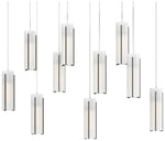 Exos 44.5"W 10-Light Rectangular Natural Iron Long Pendant w/ Opal Sha