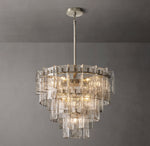 Lattice Clear Glass Tiered Round Chandelier 36"