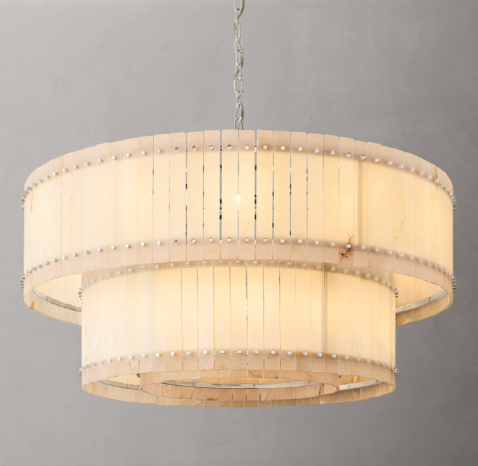 San Marco Alabaster Round Tiered Chandelier 60"