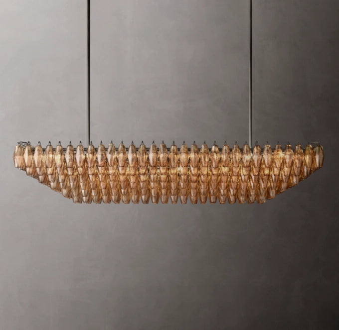 Chiara Smoke Glass Tiered Rectangular Chandelier 74"