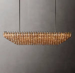 Chiara Smoke Glass Tiered Rectangular Chandelier 74"