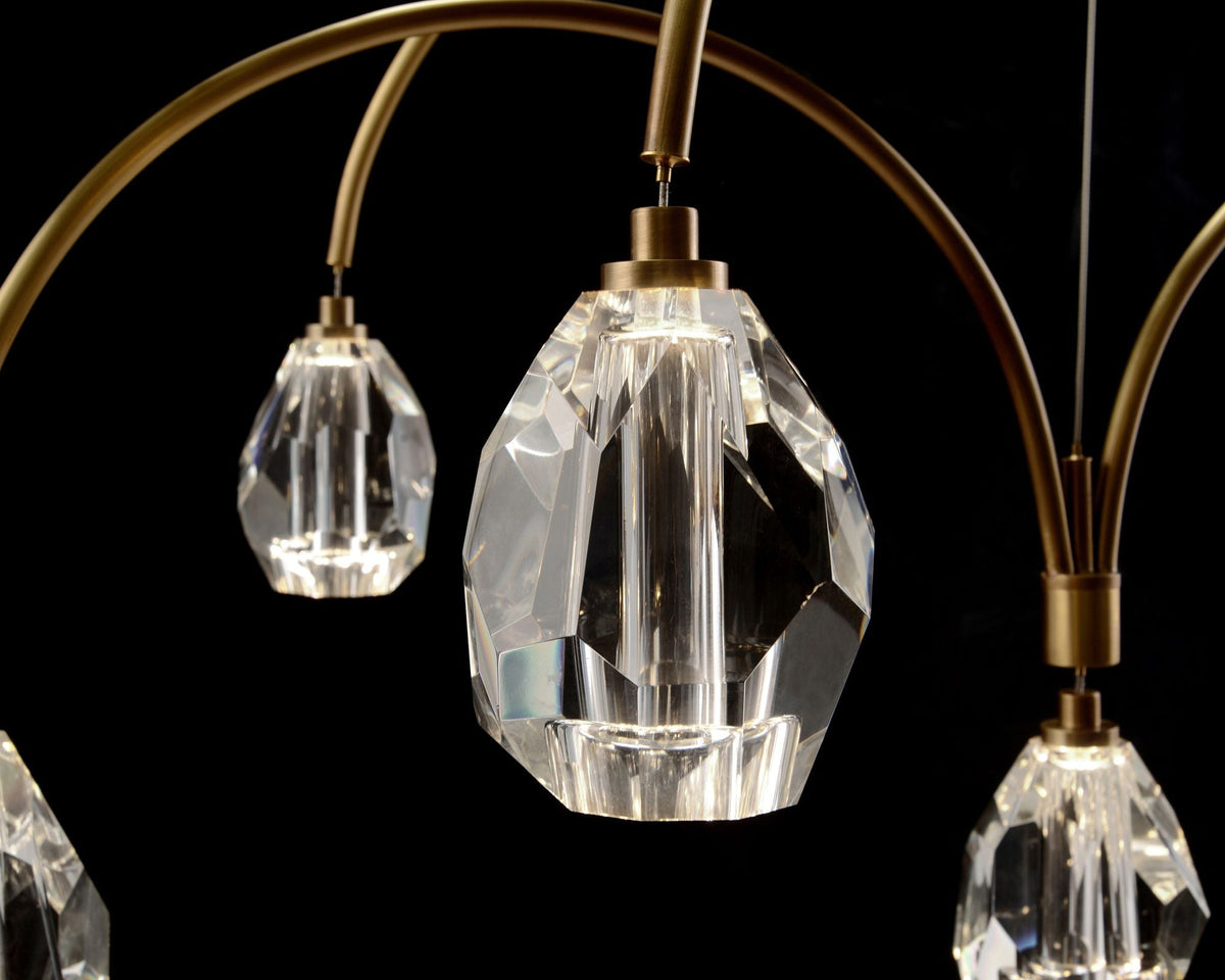 Faceted Cut Crystal 75" Wide Brass 12-Light LED Chandelier