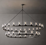 Ondra Round Two-Tier Clear Glass Chandelier 72"