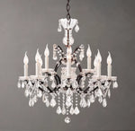 19th C. Rococo Iron & Crystal Round Chandelier 28"