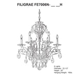 Filigrae 26"H x 22.5"W 6-Light Crystal Chandelier in Heirloom Bro
