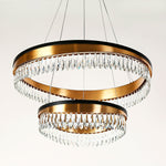Flamgo 2-Light Gold Black 2-Tier Crystal LED Chandelier