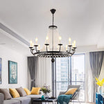 Empire Wagon Wheel Chandelier - 8/10/12 Candle Lights,20'' Adjustable Chain, Crystal Accents