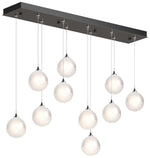 Fritz Globe 9.4"W 10-Light Dark Smoke Long Pendant w/ Frosted Glass Sh