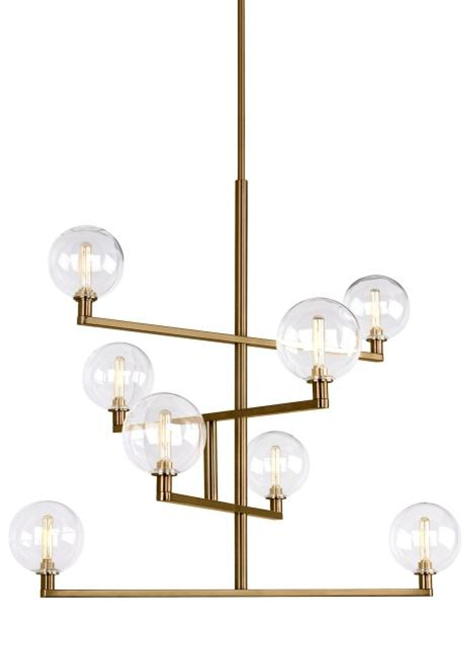 Gambit Chandelier, 8-Light, LED, Brass, 35.3"W (700GMBCR-LED927 70DN4W2)