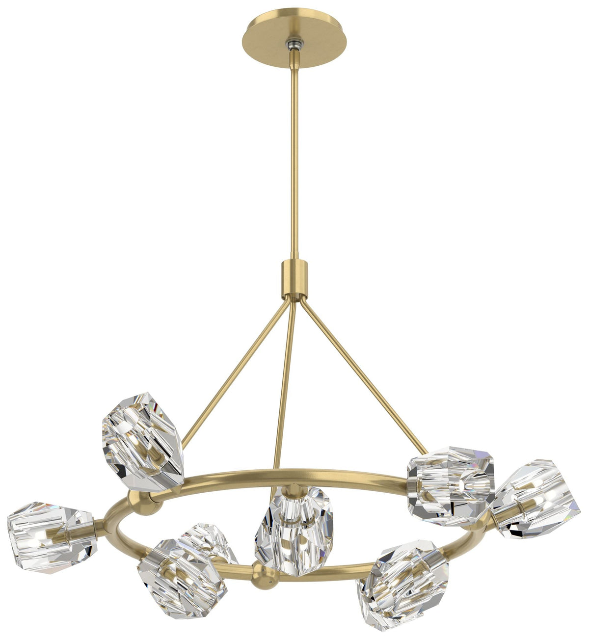 Gatsby 31.7" Wide 9-Light Crystal Modern Brass Ring Pendant
