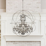 Geneva 25 Lt Polished Nickel Chandelier Silver Shade (Grey)