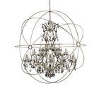 Geneva 25 Lt Polished Nickel Chandelier Silver Shade (Grey)