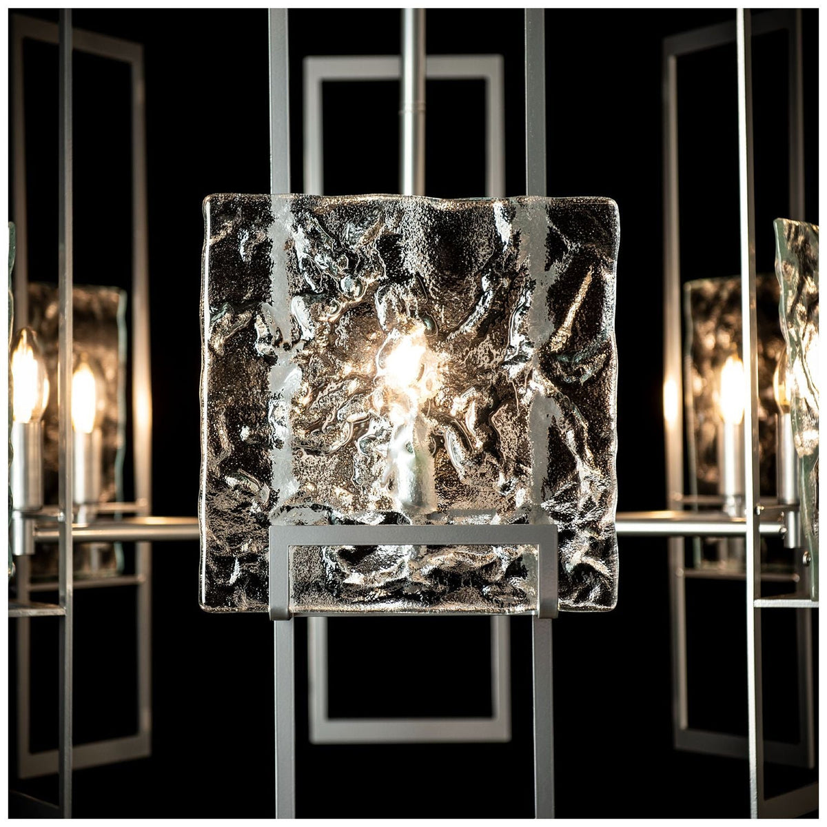 Geo 31.3" Wide 6-Light Sterling Pendant With Clear Glass Shade