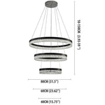 3 Tiered Circles LED Crystal Modern Chandeliers Pendant Light Hanging Lamp