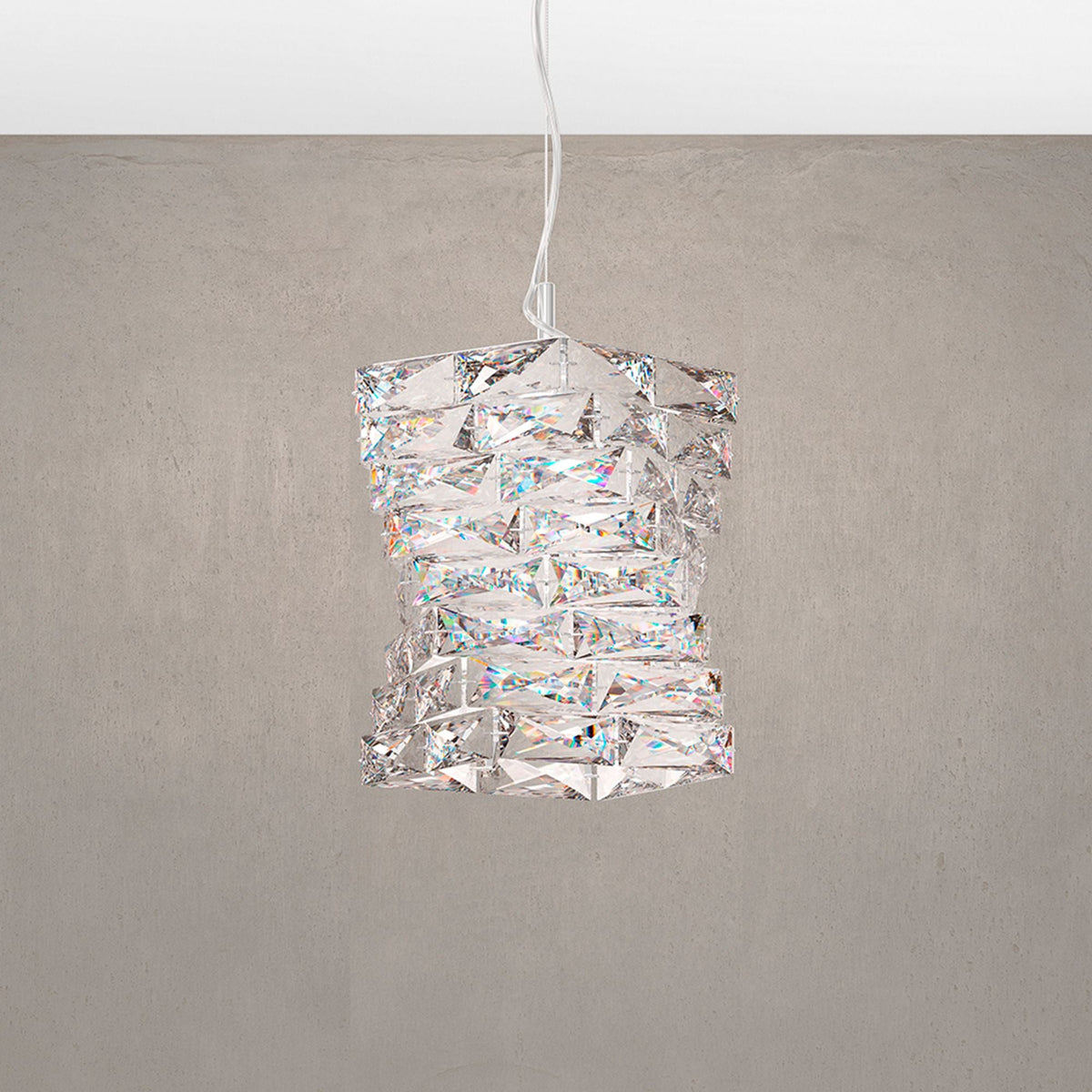 Glissando 11.5"H x 9"W 1-Light Crystal Pendant in Polished Stainl