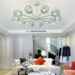 Classic Sputnik Chandelier Metal See Glass Chandeliers with 8 LED Lights