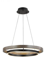Grace Chandelier, 1-Light, LED, Matte Black/Weathered Oak Wood, 30"W (700GRC30BW-LED930 70P9E3U)