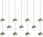 Grapes 36.25" Wide 11.Light Satin Nickel Small Rectangle LED Pendant