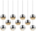 Grapes 37.5" Wide 11-Light Polished Chrome Large Rectangle LED Pendant