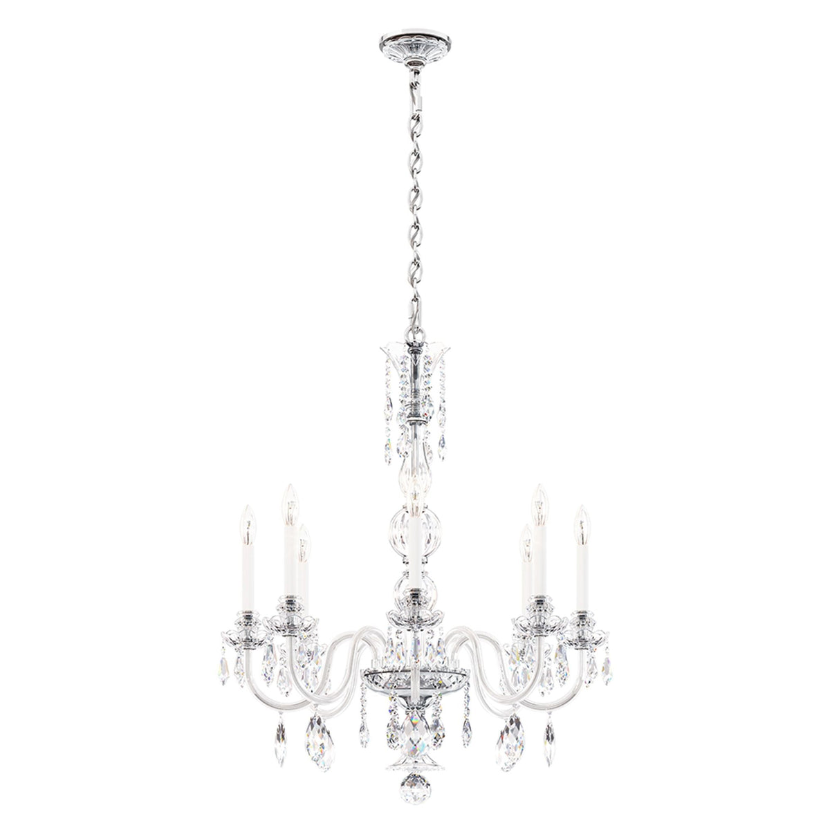 Hamilton Nouveau 35"H x 28"W 7-Light Crystal Chandelier in Silver