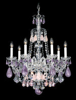 Hamilton Rock Crystal Chandelier, 7-Light, Polished Silver, Amethyst & Rose Rock Crystal, 24"W (5536AM M35NT)
