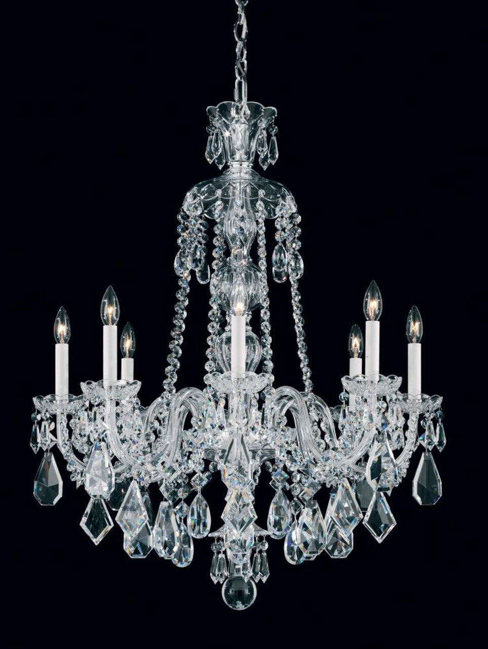 Hamilton Chandelier, 12-Light, Polished Silver, Clear Heritage Crystal, 30"W (5708CL YGPCA)
