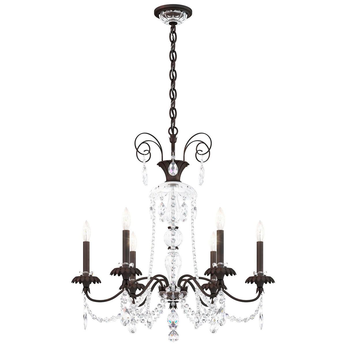 Helenia 30"H x 28"W 6-Light Crystal Chandelier in Black