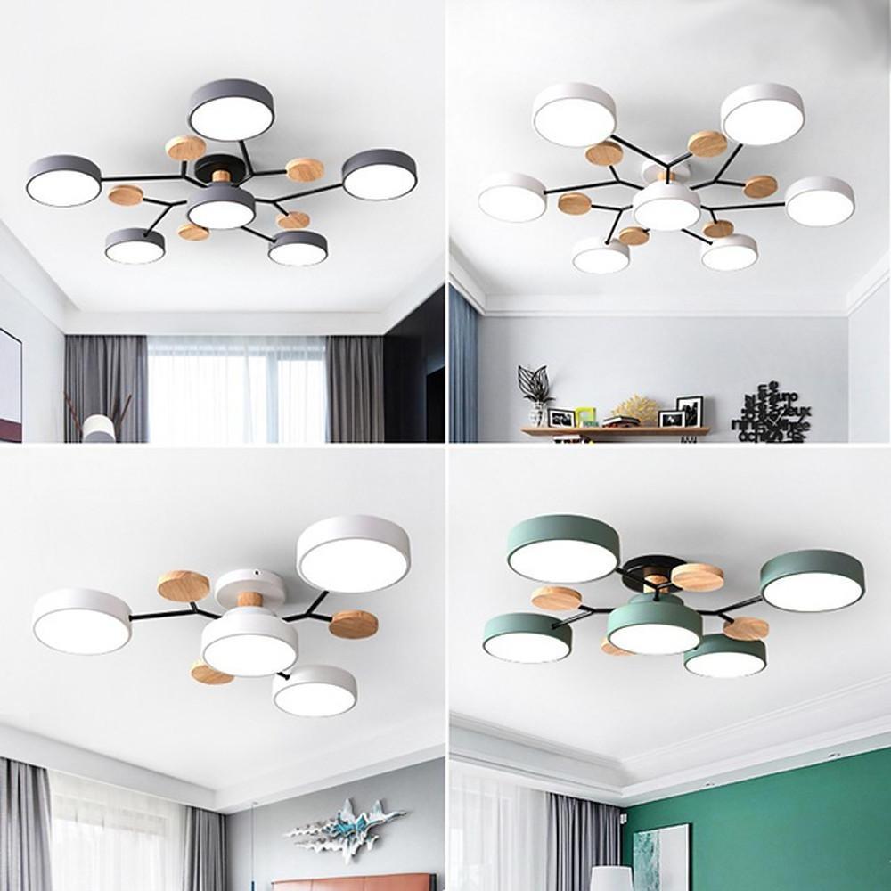 Sputnik Artistic Bedroom Lights Chandeliers Metal Wood Bamboo Baby Kids Lights Ceiling Lights