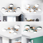 Sputnik Artistic Bedroom Lights Chandeliers Metal Wood Bamboo Baby Kids Lights Ceiling Lights