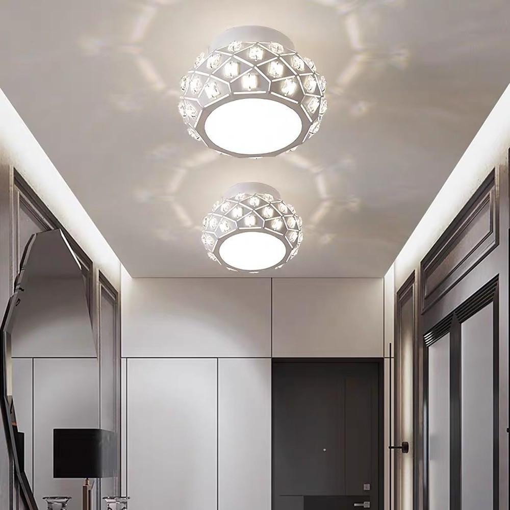 Metal Crystal Decorative LED Flush Mount Ceiling Light for Hallway Entryway