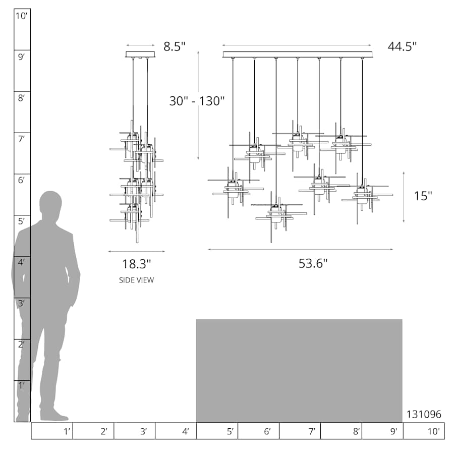 Tura 7 Light 54" Wide Linear Pendant