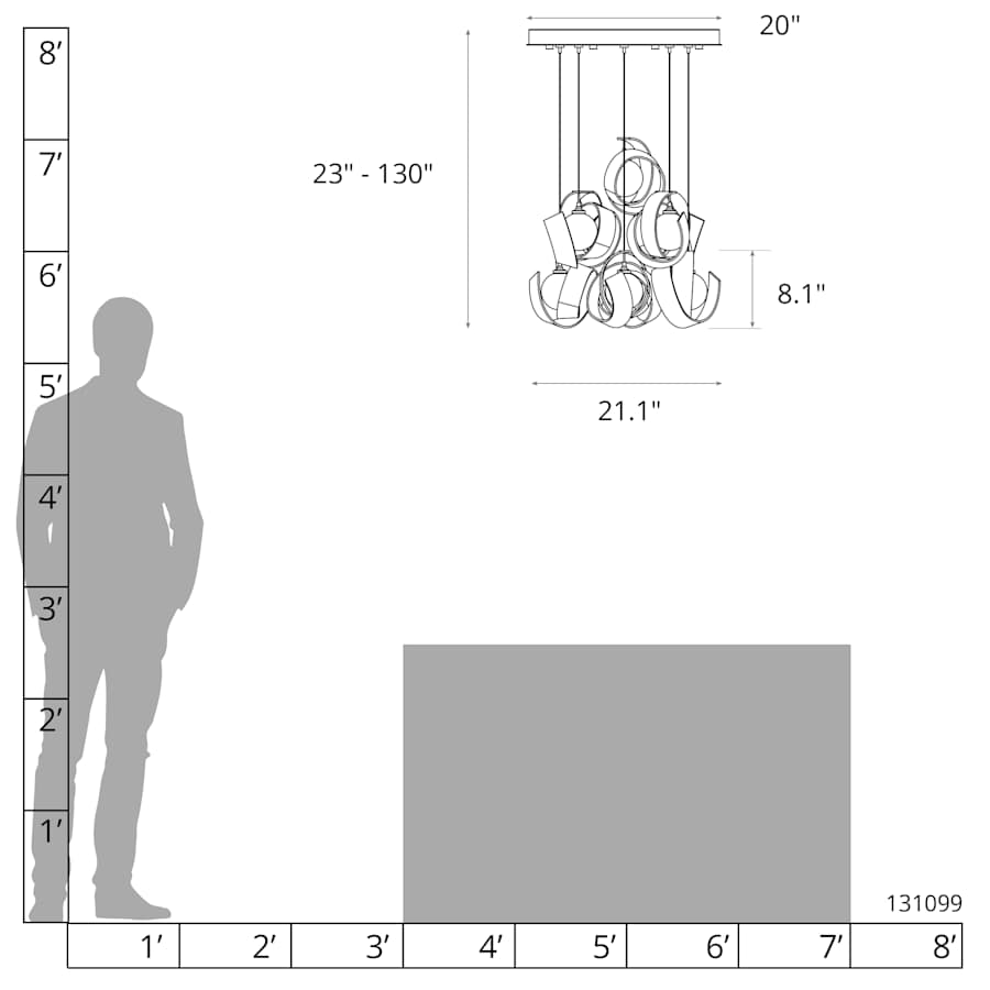 Riza 9 Light 22" Wide Multi Light Pendant