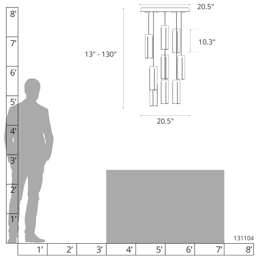 Exos Glass 9 Light 21" Wide Suspension Multi Light Pendant