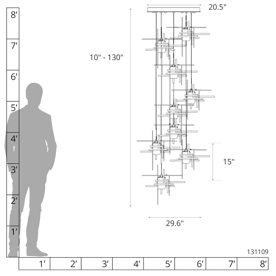 Tura 9 Light 30" Wide Abstract Multi Light Pendant