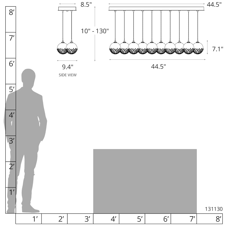 Fritz 10 Light 45" Wide Suspension Linear Pendant