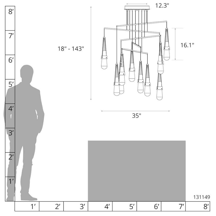Link 10 Light 35" Wide Multi Light Pendant