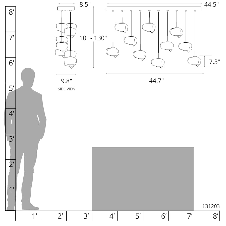 Ume 10 Light 45" Wide Linear Pendant