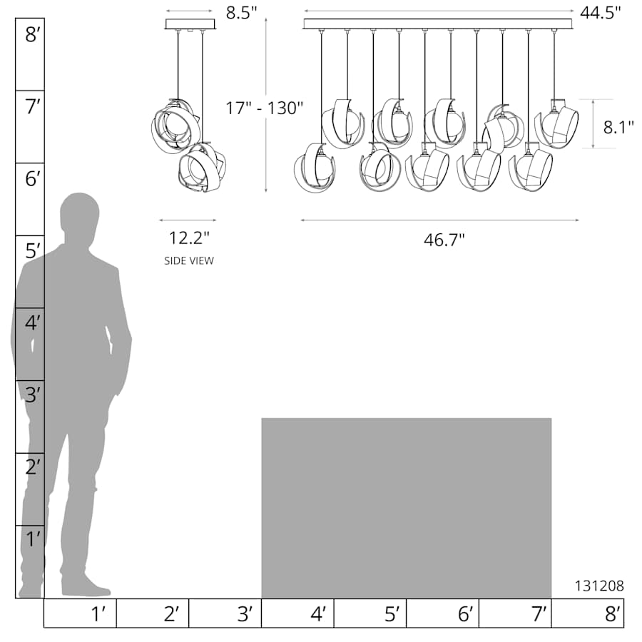 Riza 10 Light 47" Wide Linear Pendant