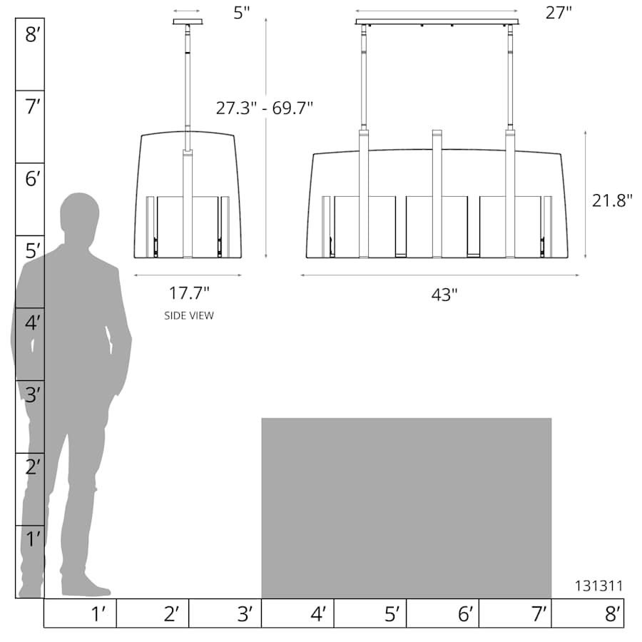 Arc 8 Light 43" Wide Linear Chandelier