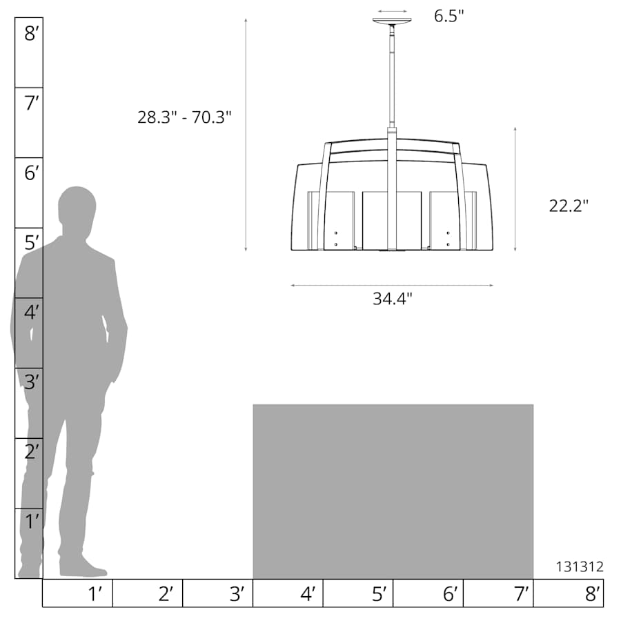Arc 8 Light 34" Wide Drum Chandelier