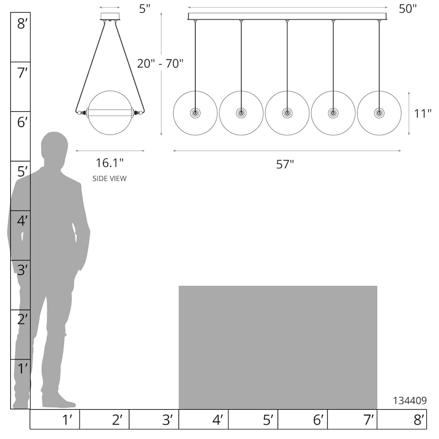 Otto 10 Light 57" Wide Suspension Linear Pendant