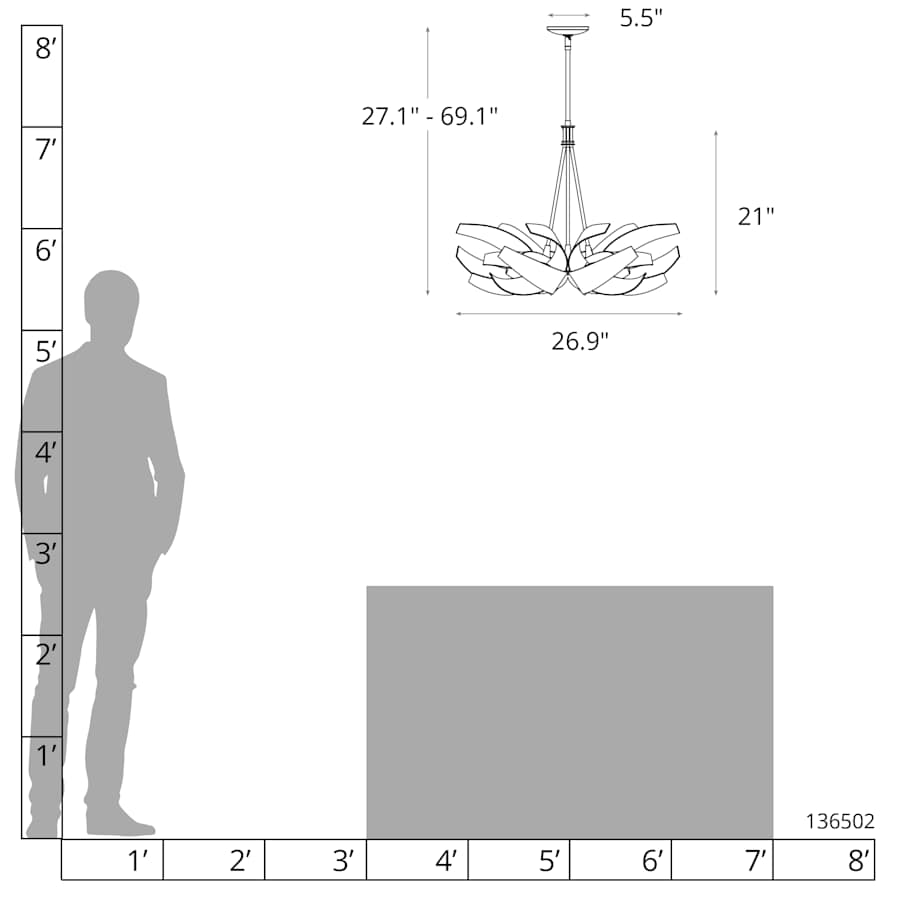 Corona 6 Light 27" Wide Chandelier