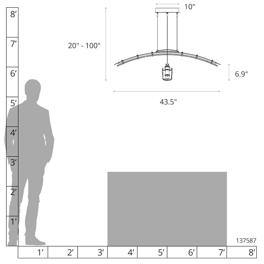 Glissade 44" Wide Suspension Multi Light Pendant