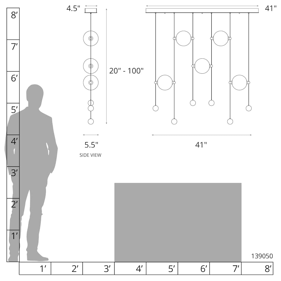 Abacus 41" Wide LED Suspension Multi Light Pendant