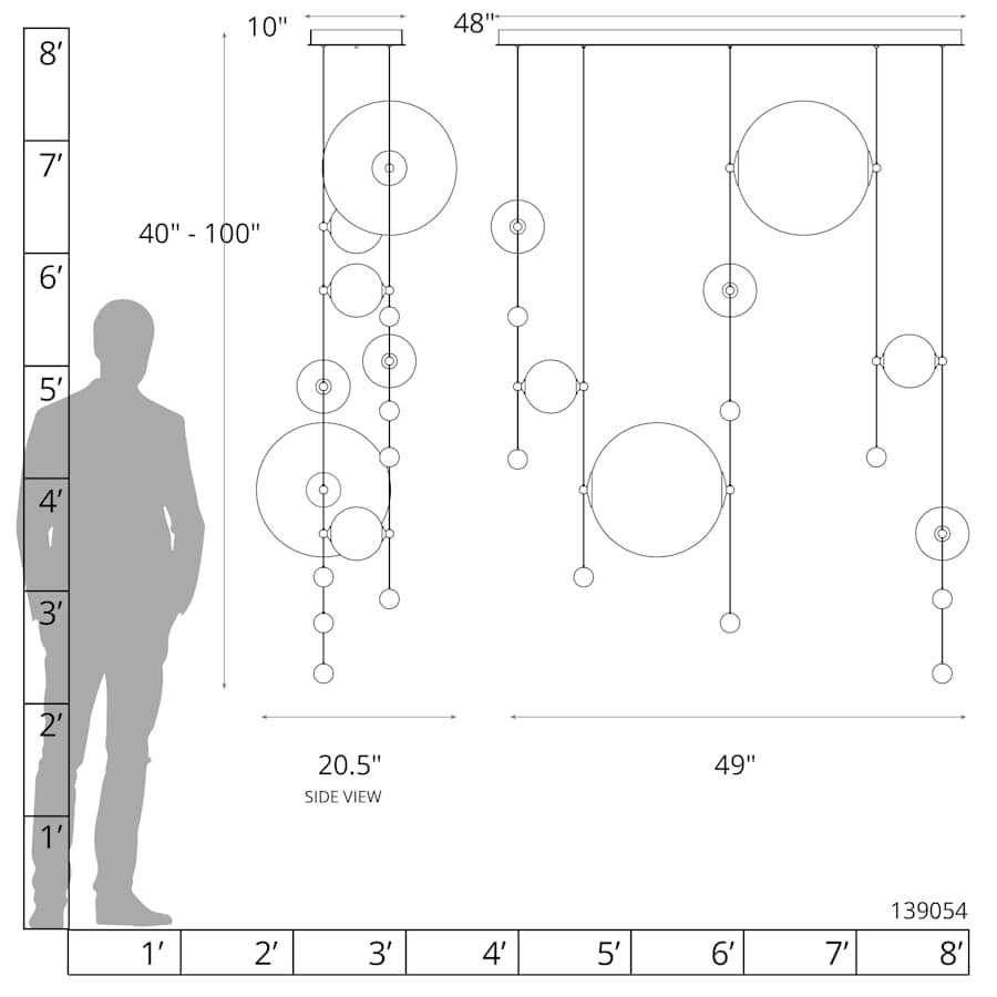 Abacus 49" Wide LED Suspension Multi Light Pendant
