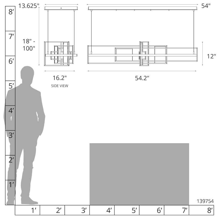 Four Seasons 54" Wide LED Abstract Linear Chandelier
